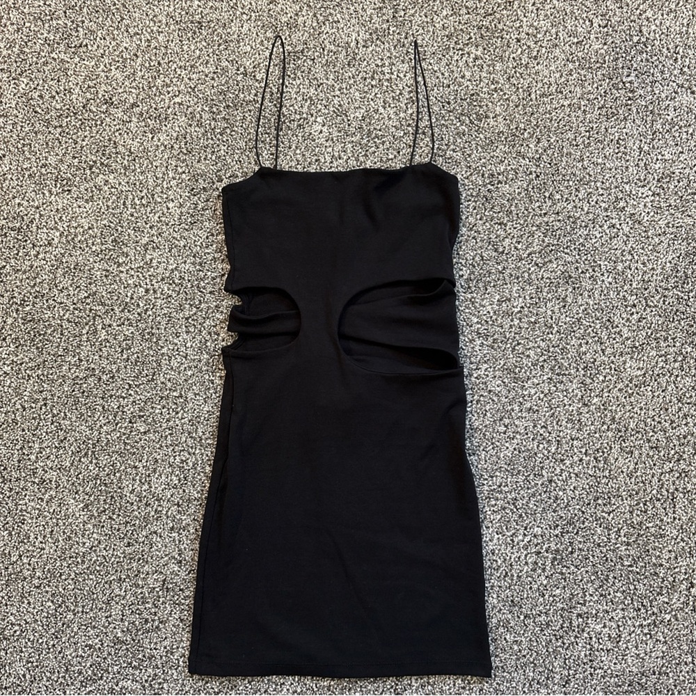 NWT ZARA Black Cutout Bodycon Stretch Knit Dress Size Small Party Cocktail